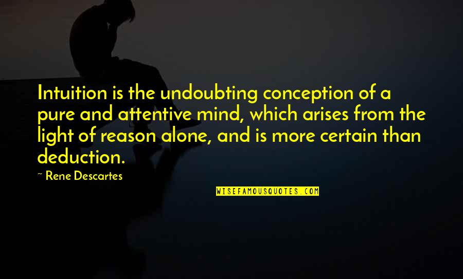 Arises Quotes By Rene Descartes: Intuition is the undoubting conception of a pure