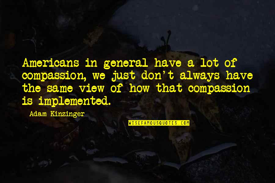 Arisingstarmn Quotes By Adam Kinzinger: Americans in general have a lot of compassion,