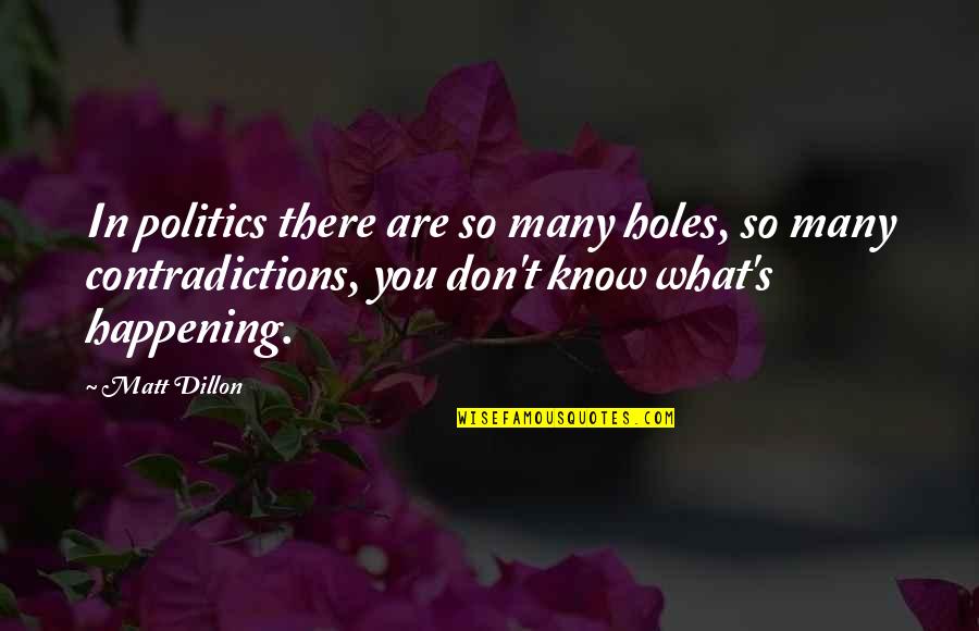 Arisingstarmn Quotes By Matt Dillon: In politics there are so many holes, so