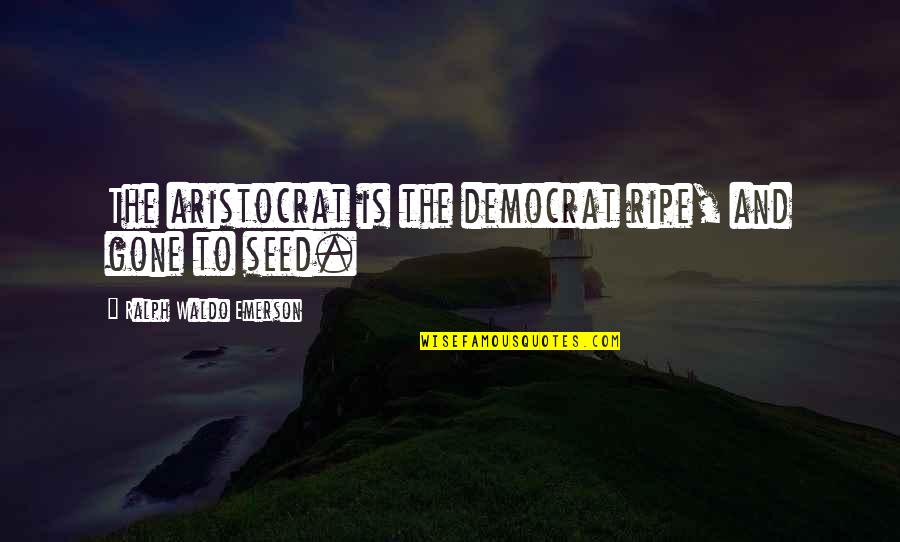 Aristocracy's Quotes By Ralph Waldo Emerson: The aristocrat is the democrat ripe, and gone Aristocracy's Quotes By Ralph Waldo Emerson: The aristocrat is the democrat ripe, and gone