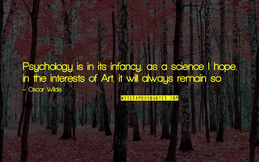 Aristocrata Quotes By Oscar Wilde: Psychology is in its infancy, as a science.