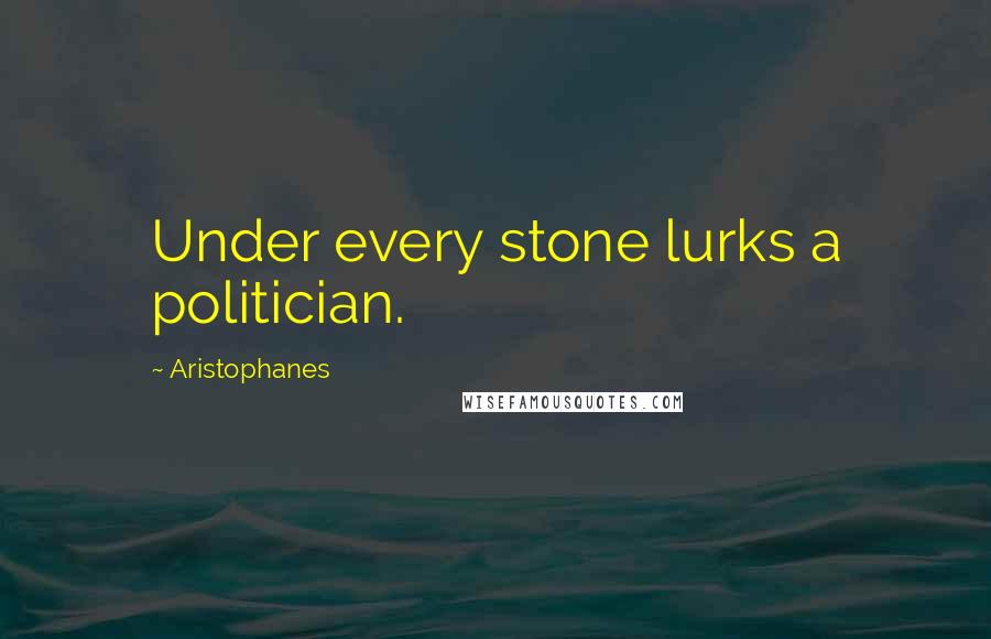 Aristophanes quotes: Under every stone lurks a politician.