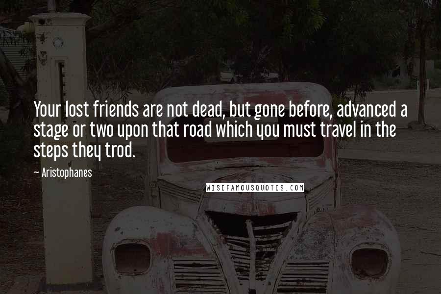 Aristophanes quotes: Your lost friends are not dead, but gone before, advanced a stage or two upon that road which you must travel in the steps they trod.