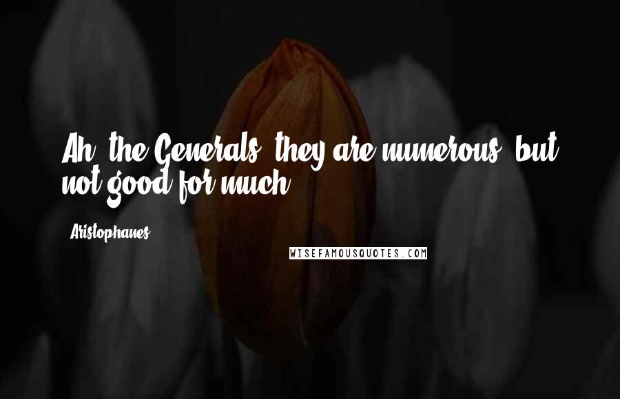 Aristophanes quotes: Ah! the Generals! they are numerous, but not good for much! Aristophanes quotes: Ah! the Generals! they are numerous, but not good for much!