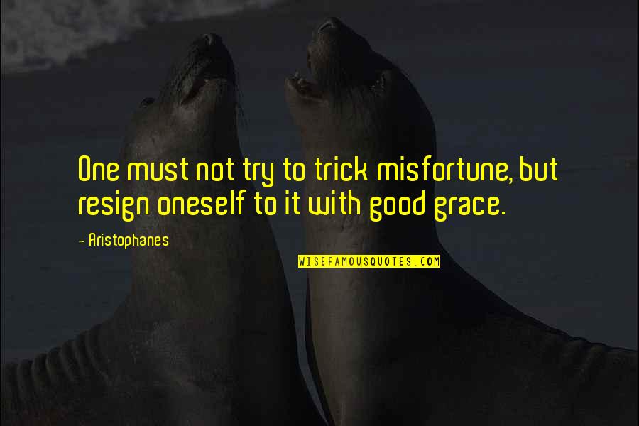 Aristophanes Quotes By Aristophanes: One must not try to trick misfortune, but