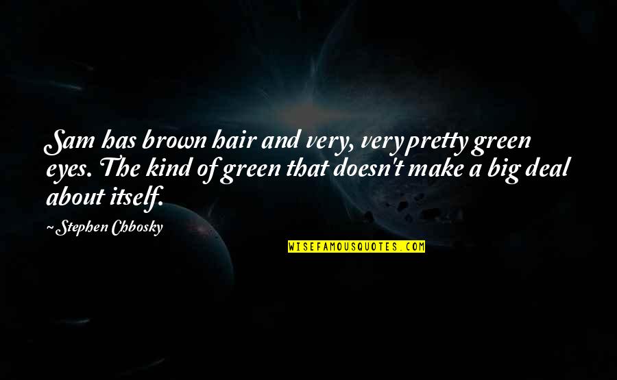 Aristotelous Square Quotes By Stephen Chbosky: Sam has brown hair and very, very pretty