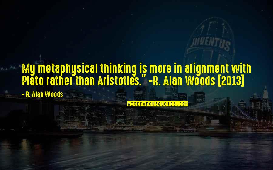 Aristotle Metaphysics Quotes By R. Alan Woods: My metaphysical thinking is more in alignment with