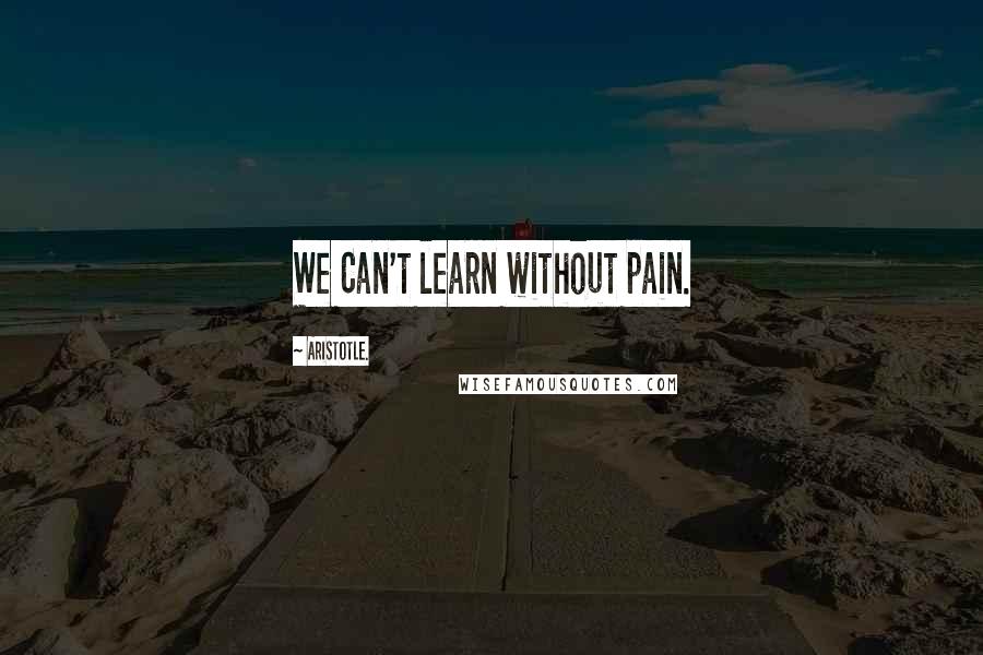 Aristotle. quotes: We Can't learn without pain.