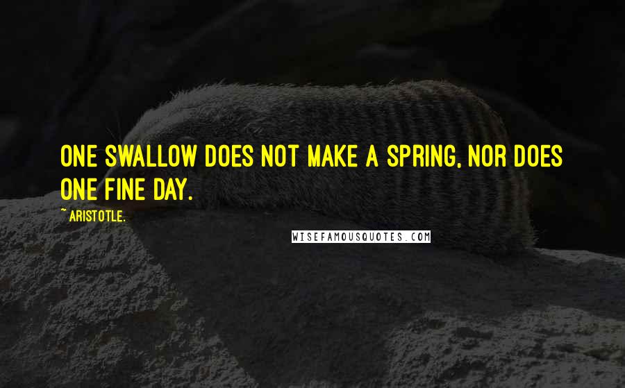 Aristotle. quotes: One swallow does not make a spring, nor does one fine day.