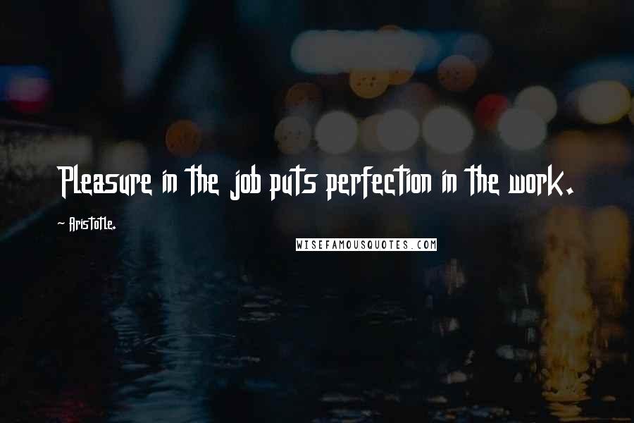 Aristotle. quotes: Pleasure in the job puts perfection in the work.