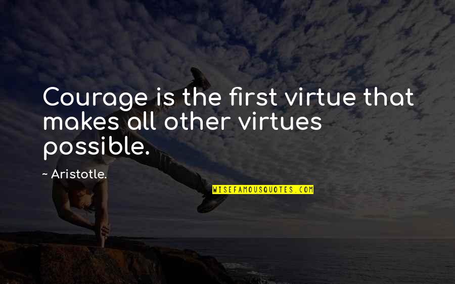 Aristotle Virtues Quotes By Aristotle.: Courage is the first virtue that makes all