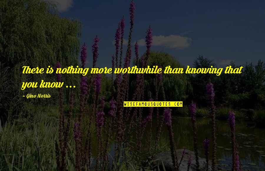 Aristys Quotes By Gino Norris: There is nothing more worthwhile than knowing that