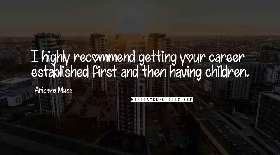 Arizona Muse quotes: I highly recommend getting your career established first and then having children.