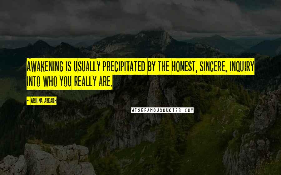 Arjuna Ardagh quotes: Awakening is usually precipitated by the honest, sincere, inquiry into who you really are.
