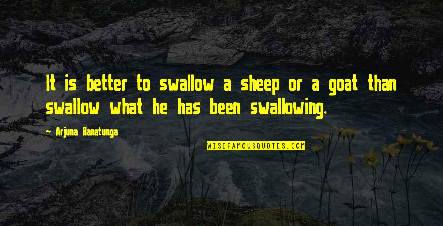 Arjuna Quotes By Arjuna Ranatunga: It is better to swallow a sheep or Arjuna Quotes By Arjuna Ranatunga: It is better to swallow a sheep or