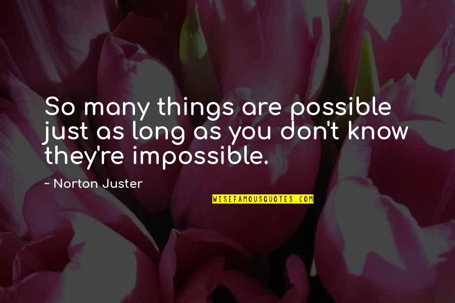 Arkamdan Konusan Quotes By Norton Juster: So many things are possible just as long