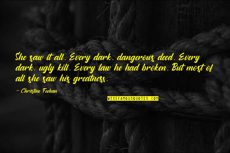 Arkell And Dana Quotes By Christine Feehan: She saw it all. Every dark, dangerous deed.
