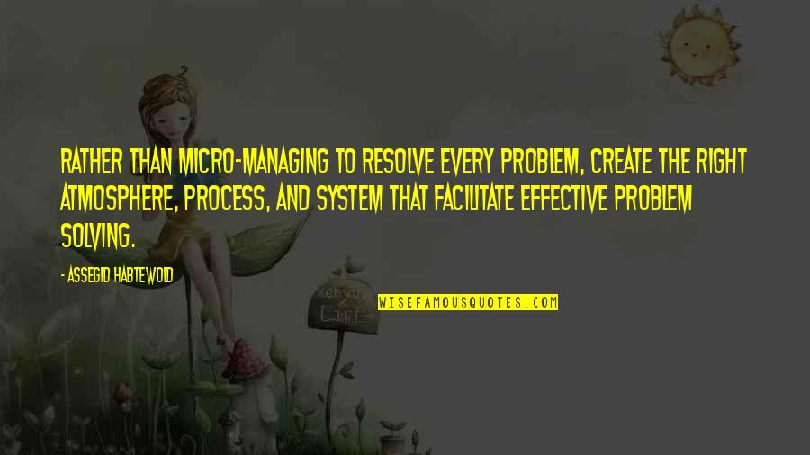Arlynn Kelleher Quotes By Assegid Habtewold: Rather than micro-managing to resolve every problem, create