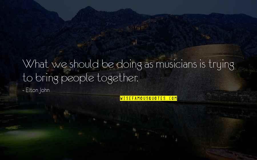 Arm Veins Quotes By Elton John: What we should be doing as musicians is