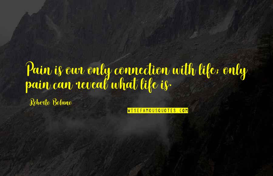 Arm Workout Quotes By Roberto Bolano: Pain is our only connection with life; only