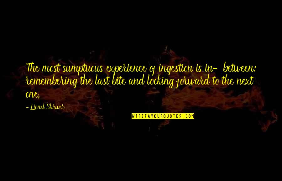 Armamentarium Quotes By Lionel Shriver: The most sumptuous experience of ingestion is in-between: