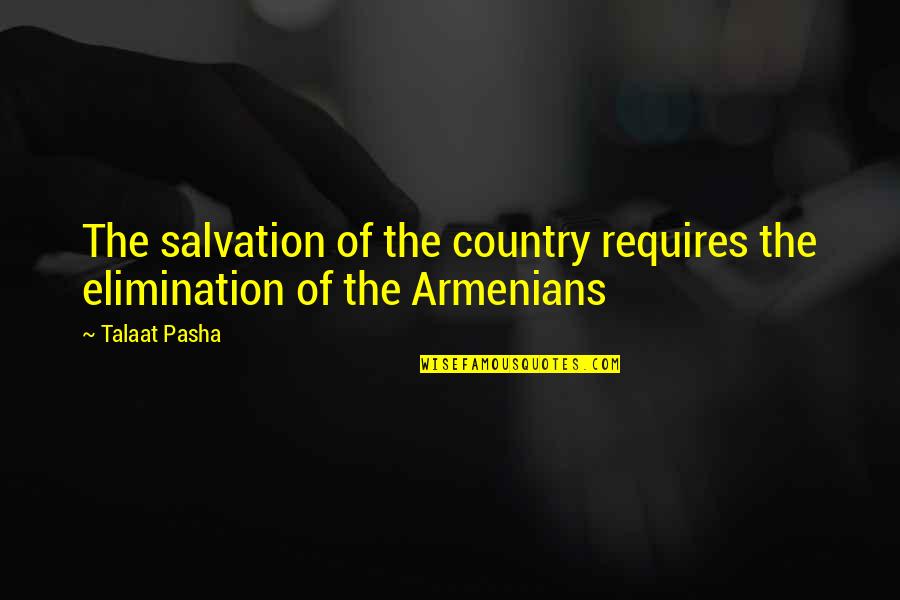 Armenians Quotes By Talaat Pasha: The salvation of the country requires the elimination