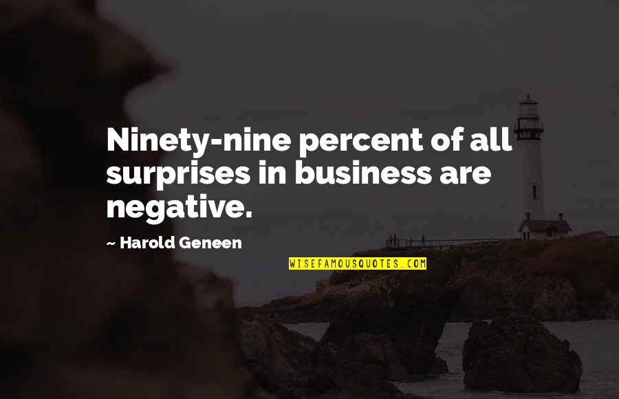 Arminio Negro Quotes By Harold Geneen: Ninety-nine percent of all surprises in business are