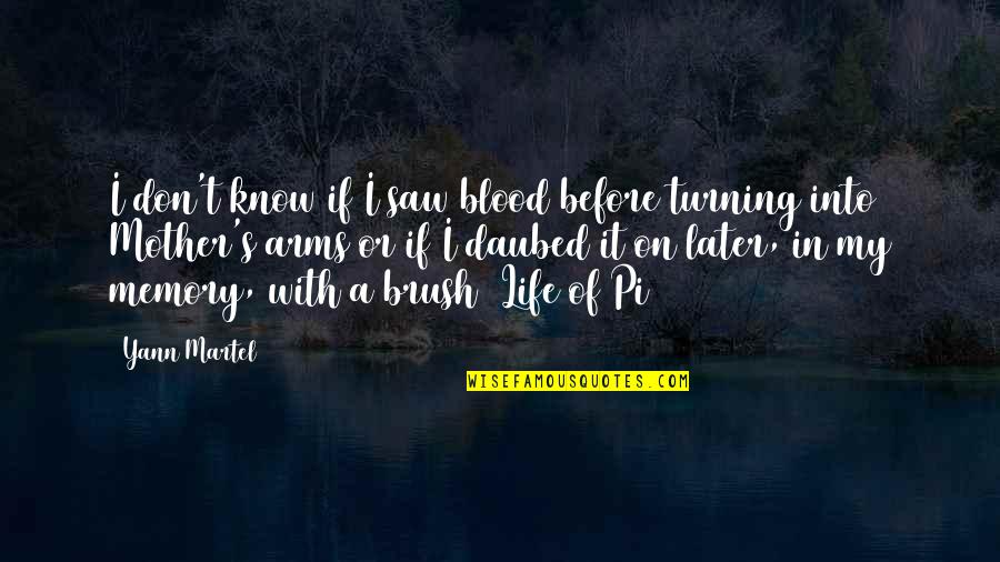 Arms Of A Mother Quotes By Yann Martel: I don't know if I saw blood before Arms Of A Mother Quotes By Yann Martel: I don't know if I saw blood before