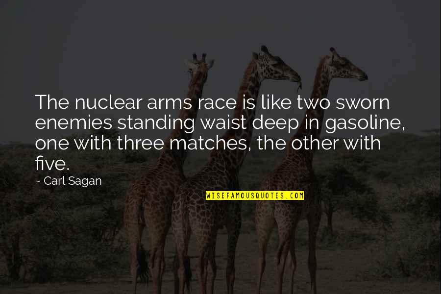 Arms Race Quotes By Carl Sagan: The nuclear arms race is like two sworn