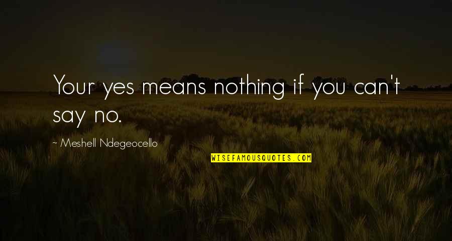 Army Brothers Quotes By Meshell Ndegeocello: Your yes means nothing if you can't say