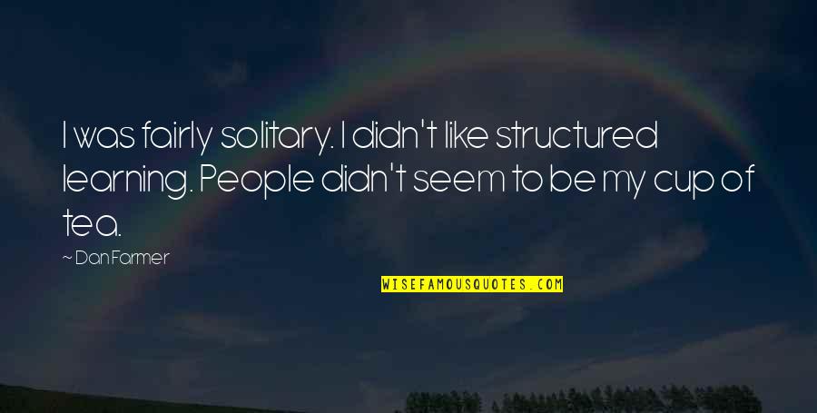 Army Girlfriend Inspirational Quotes By Dan Farmer: I was fairly solitary. I didn't like structured