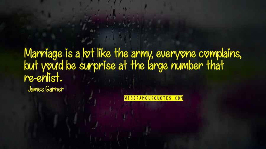 Army Love Quotes By James Garner: Marriage is a lot like the army, everyone