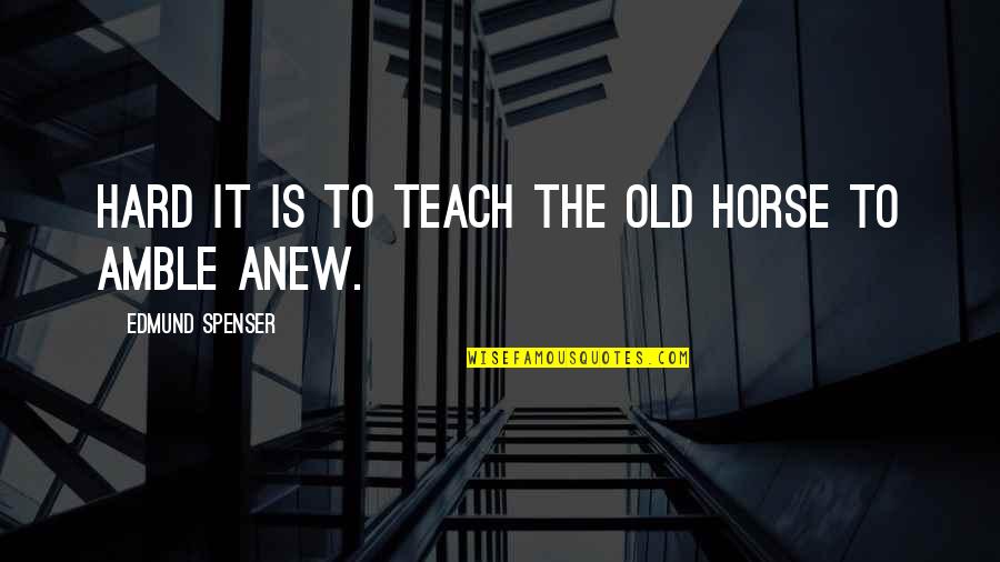 Army Mules Quotes By Edmund Spenser: Hard it is to teach the old horse