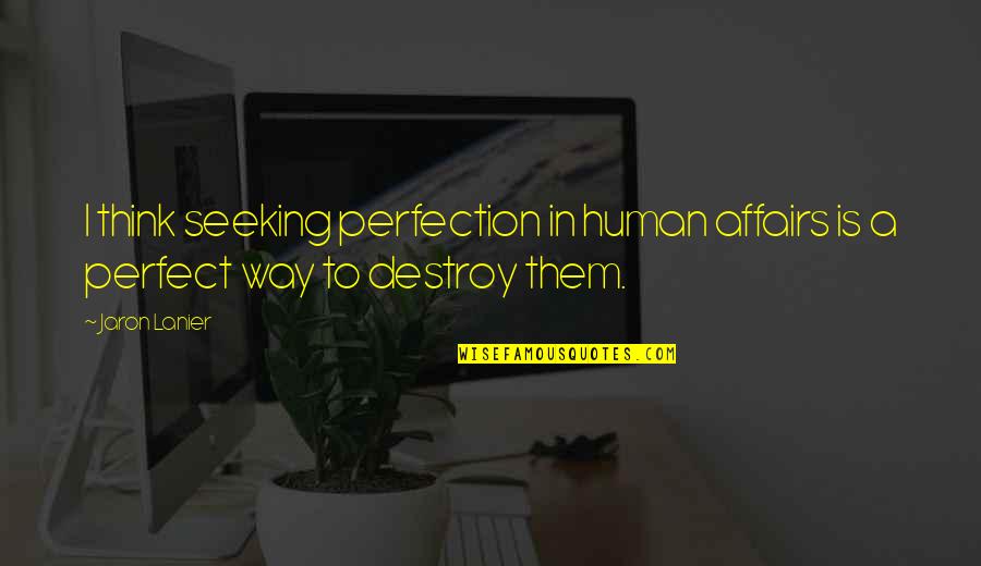 Army Ranger Leadership Quotes By Jaron Lanier: I think seeking perfection in human affairs is