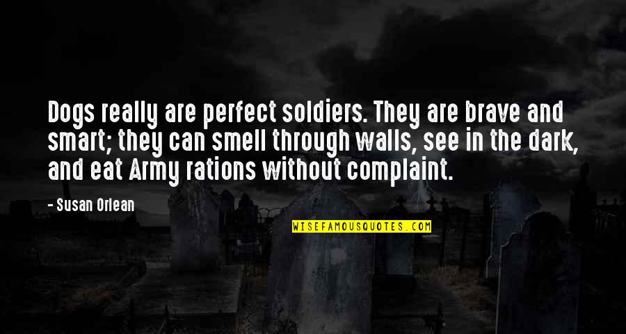 Army Soldiers Quotes By Susan Orlean: Dogs really are perfect soldiers. They are brave