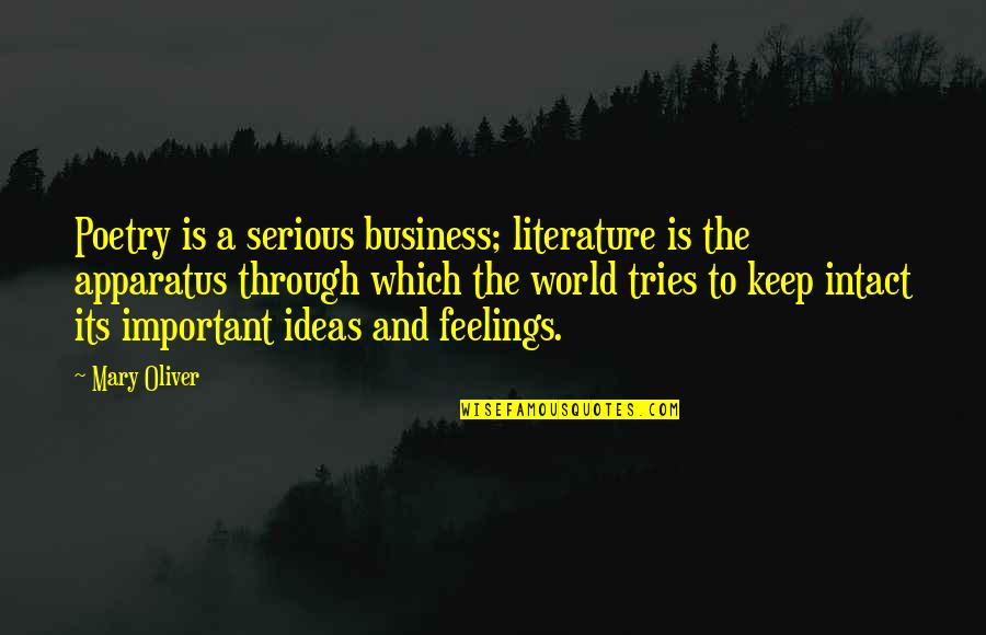 Arnfield Reservoir Quotes By Mary Oliver: Poetry is a serious business; literature is the