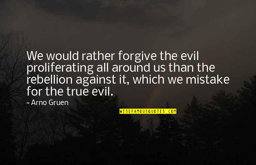 Arno Quotes By Arno Gruen: We would rather forgive the evil proliferating all