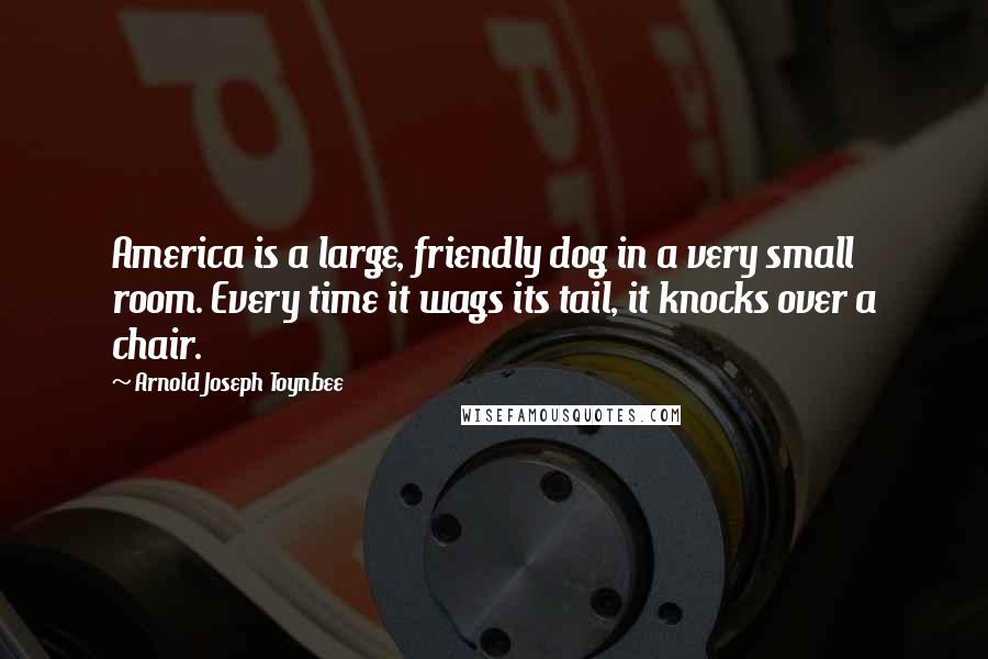 Arnold Joseph Toynbee quotes: America is a large, friendly dog in a very small room. Every time it wags its tail, it knocks over a chair.