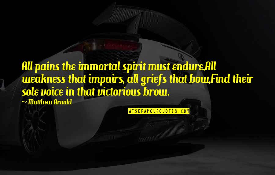 Arnold Pain Quotes By Matthew Arnold: All pains the immortal spirit must endure,All weakness