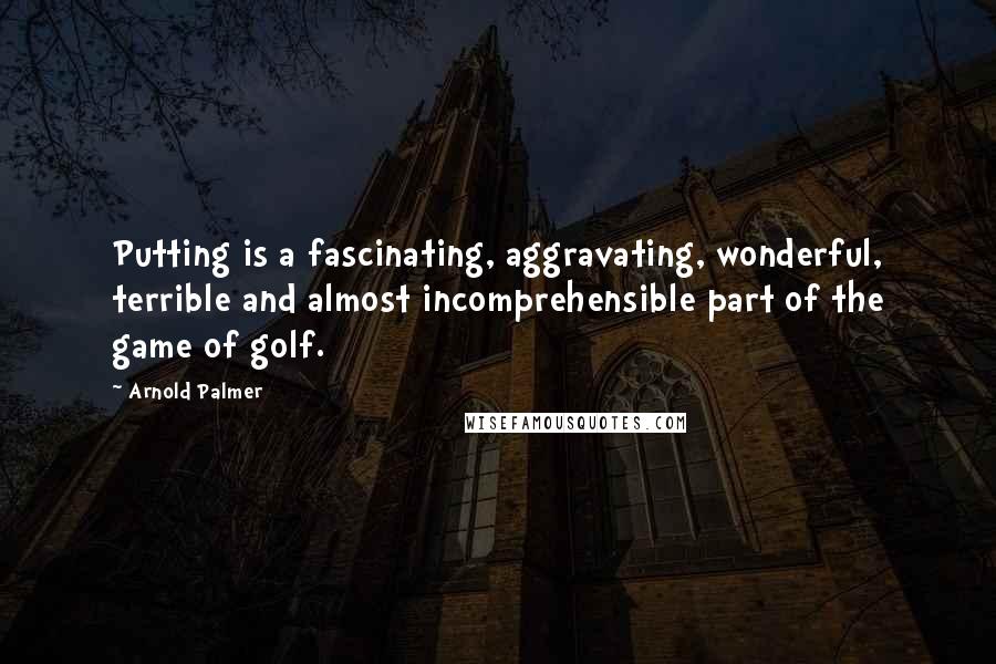 Arnold Palmer quotes: Putting is a fascinating, aggravating, wonderful, terrible and almost incomprehensible part of the game of golf.