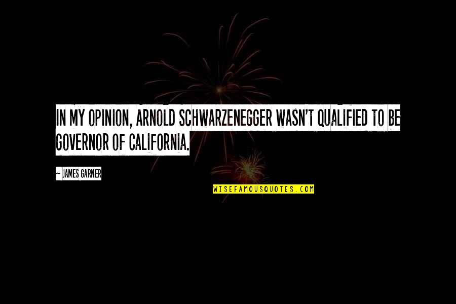 Arnold Schwarzenegger California Quotes By James Garner: In my opinion, Arnold Schwarzenegger wasn't qualified to