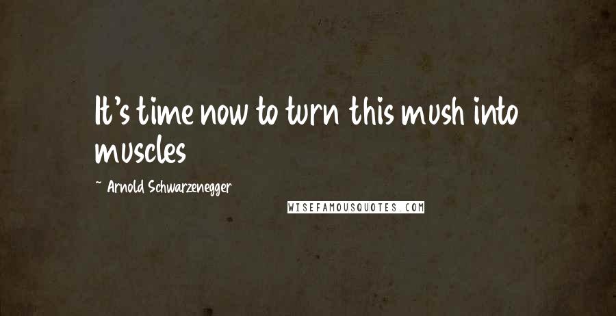 Arnold Schwarzenegger quotes: It's time now to turn this mush into muscles