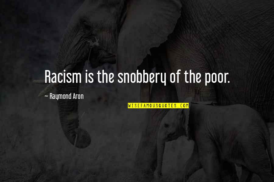 Aron Quotes By Raymond Aron: Racism is the snobbery of the poor.