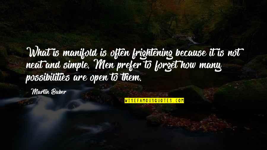 Aroon Quotes By Martin Buber: What is manifold is often frightening because it Aroon Quotes By Martin Buber: What is manifold is often frightening because it