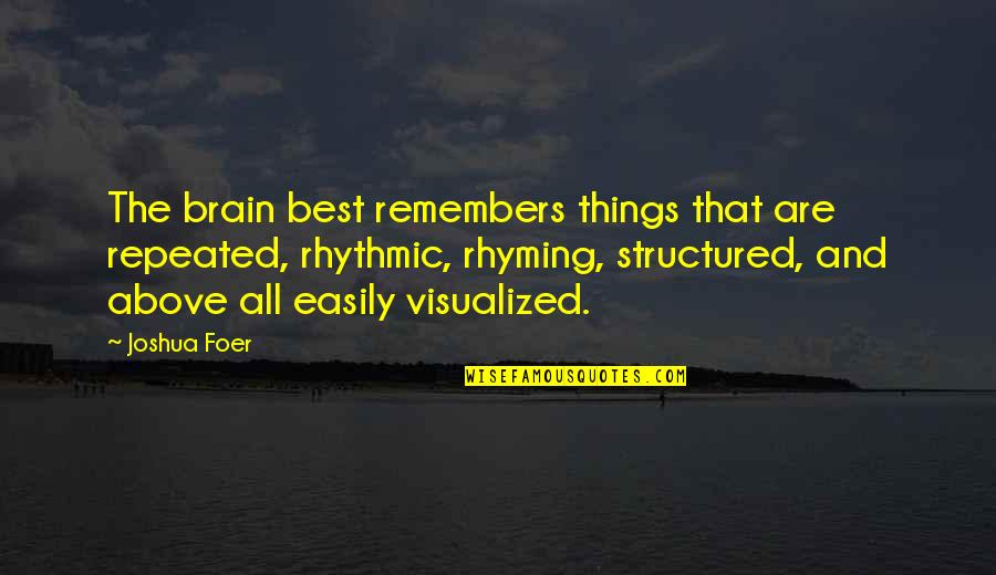 Aroussi Be Sabke Quotes By Joshua Foer: The brain best remembers things that are repeated, Aroussi Be Sabke Quotes By Joshua Foer: The brain best remembers things that are repeated,