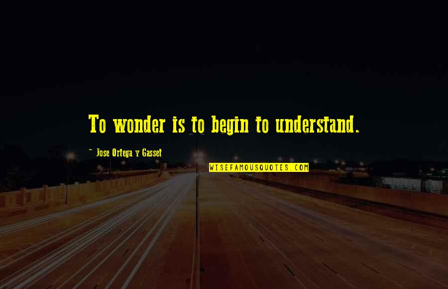 Arquer Diagnostics Quotes By Jose Ortega Y Gasset: To wonder is to begin to understand.