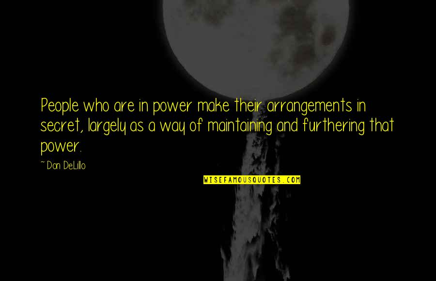 Arrangements Quotes By Don DeLillo: People who are in power make their arrangements
