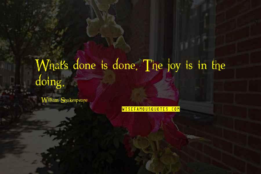 Arraras Maria Quotes By William Shakespeare: What's done is done. The joy is in