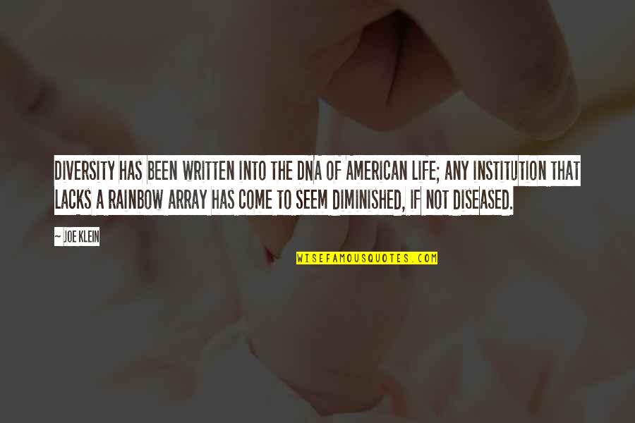 Array Without Quotes By Joe Klein: Diversity has been written into the DNA of