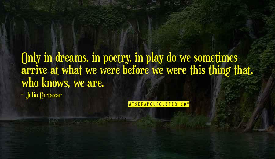 Arrive At Or Arrive To Quotes By Julio Cortazar: Only in dreams, in poetry, in play do